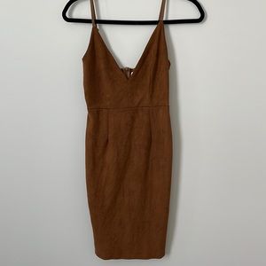 Suede tan midi dress